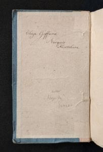 Inside cover of book showing ownership inscription.