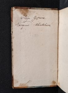 Inside cover of book showing ownership inscription.