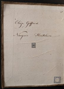 Inside cover of book showing ownership inscription.