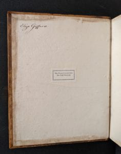 Inside cover of book showing ownership inscription.