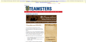 Screenshot of the Teamsters and Drive Webpage on Teamster's archived website. Captured on February 9, 2013.