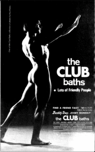 Advertisements for The Club Baths in Michael's Thing