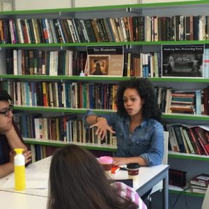 Poet Nicole Terez Dutton visiting the CLS Lab.