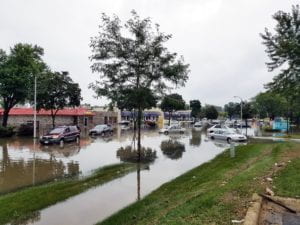 Flooded street with cars