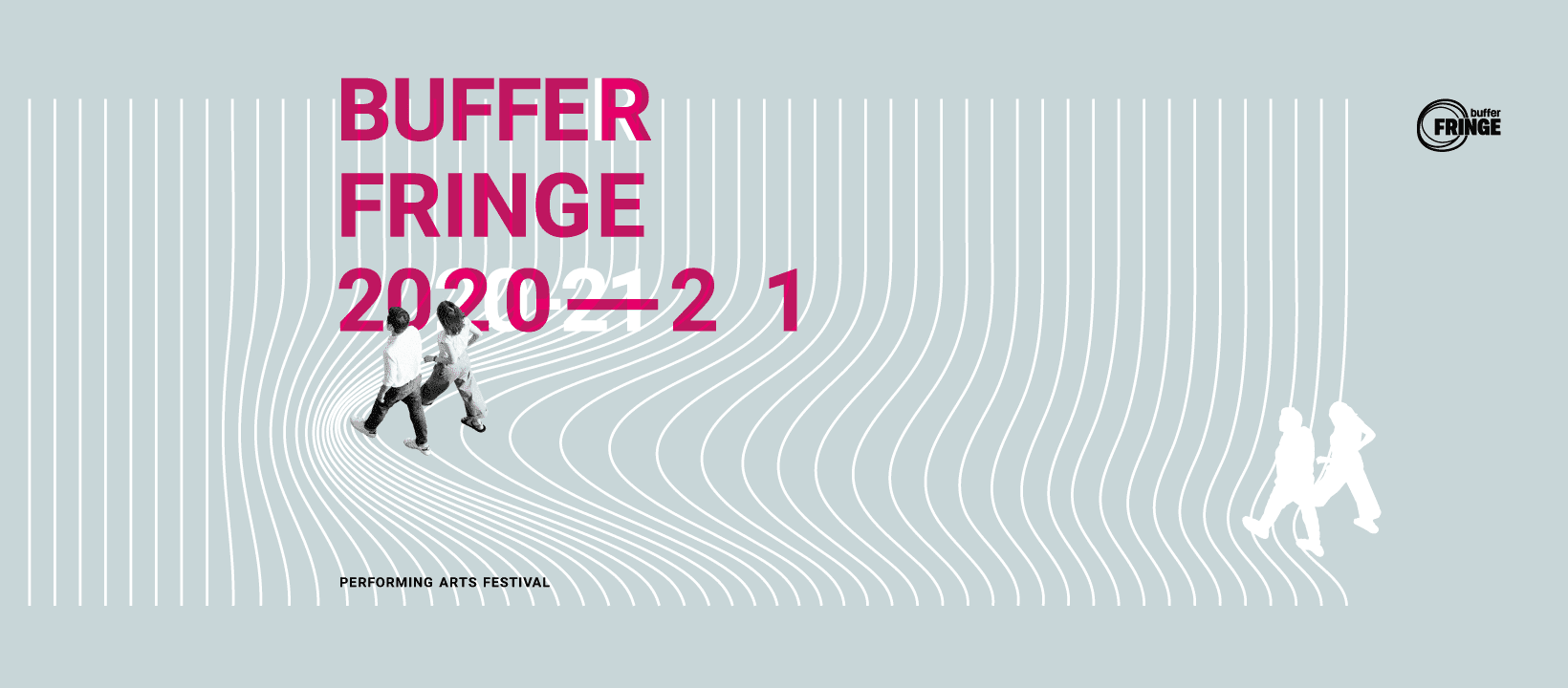 Poster for the Buffer Fringe festival showing two people walking from above