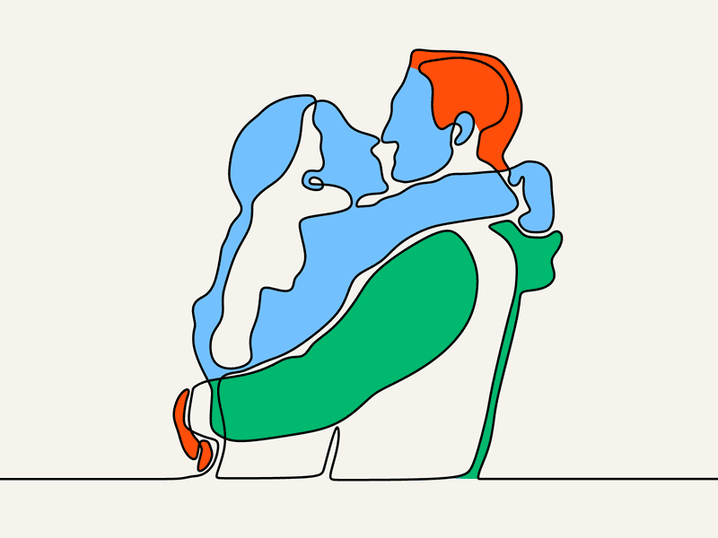 Graphic of a man and a woman kissing and embracing