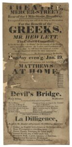 Worn playbill for the African Grove Theater