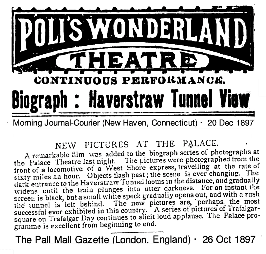 2 ads documenting Biograph screenings 1897