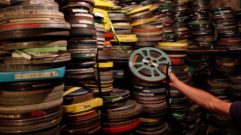 film cans in Baldwin archive