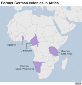 Former German colonies in Africa.