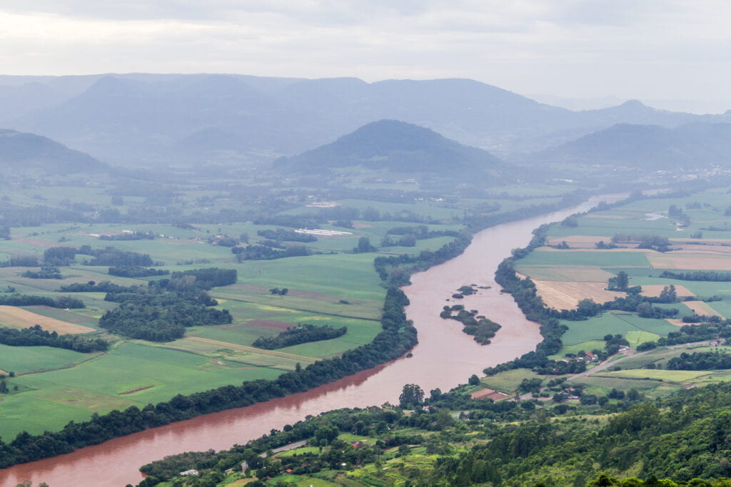 Taquari river from Morro do Gaucho mountain in Arroio do Meio, Rio Grande do Sul, Brazil