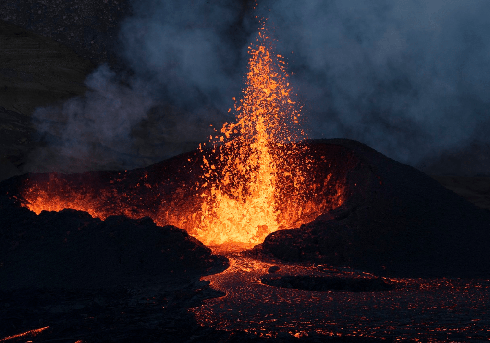 Exploding volcano in Iceland