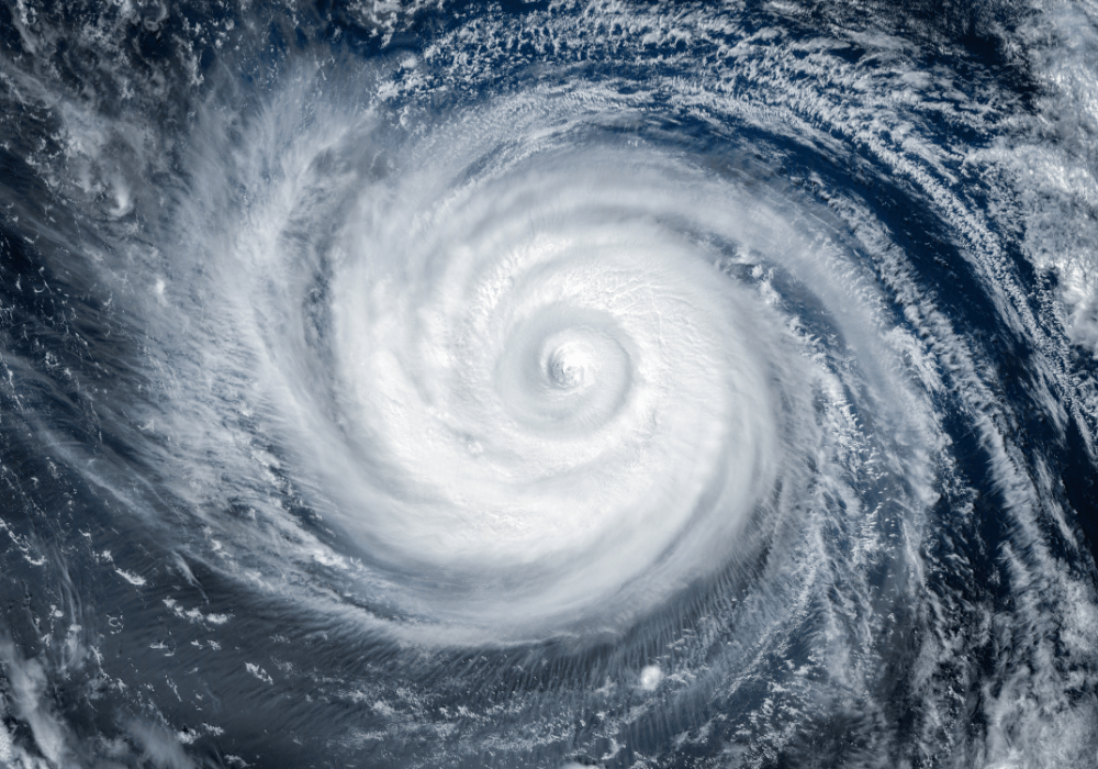 Aerial view of a hurricane