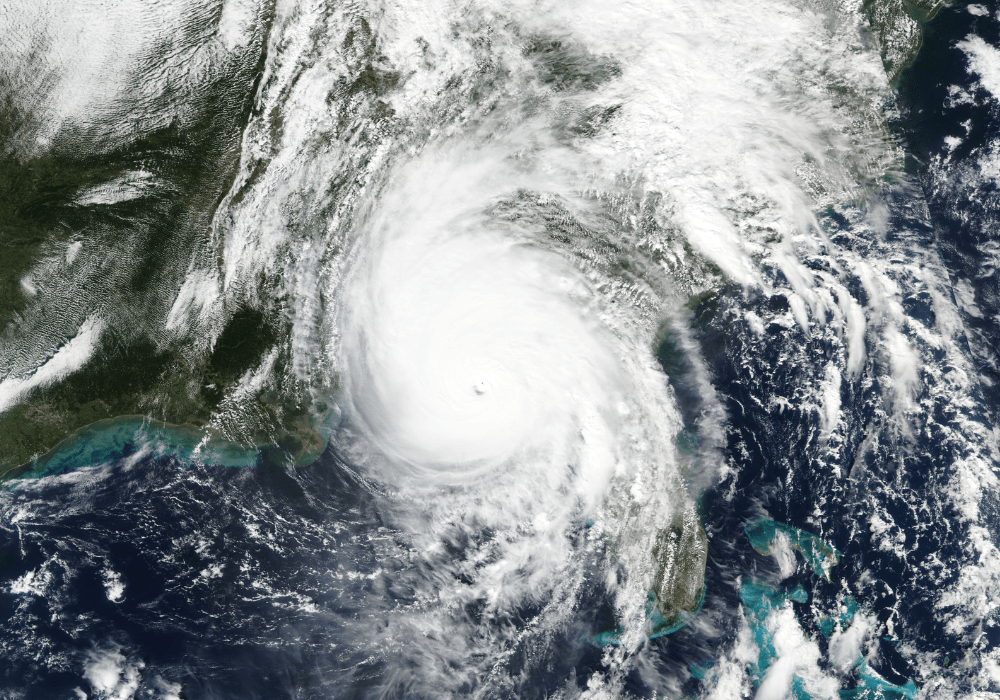 Satellite image of a hurricane.