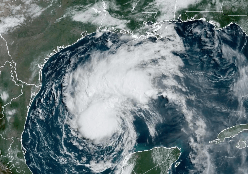 Hurricane Beryl over the Gulf of Mexico.