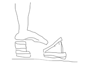 A sketch of potential way of using the keyboard when sitting up with support under heel and tablet set on an angled stand.