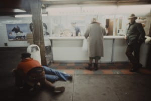 New York City subway station in the 1980's