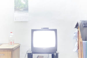 television with blank white screen