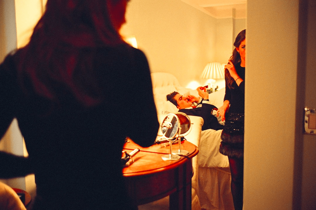 Man and woman in hotel room