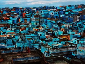 blue city rooftops and building sides