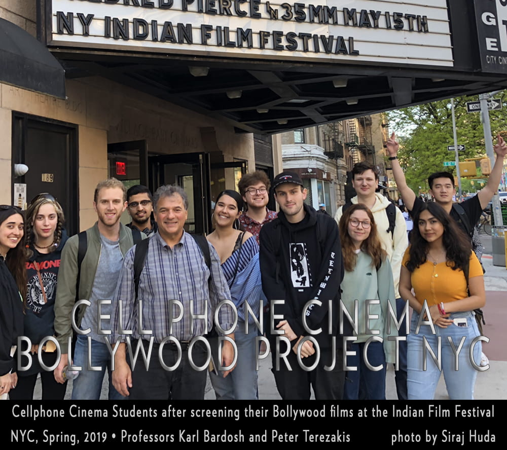 Cellphone Cinema Students after screening their Bollywood films at the Indian Film Festival Professors Karl Bardosh and Peter Terezakis photo by Siraj Huda