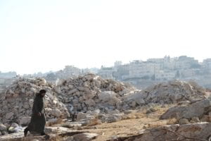 Piles of dirt and rocks in Anata