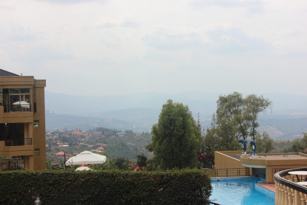 Distant landscape and pool view