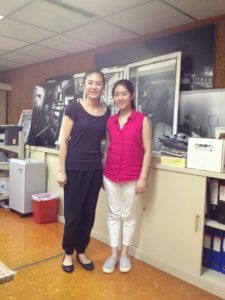 The author with Annie in office.