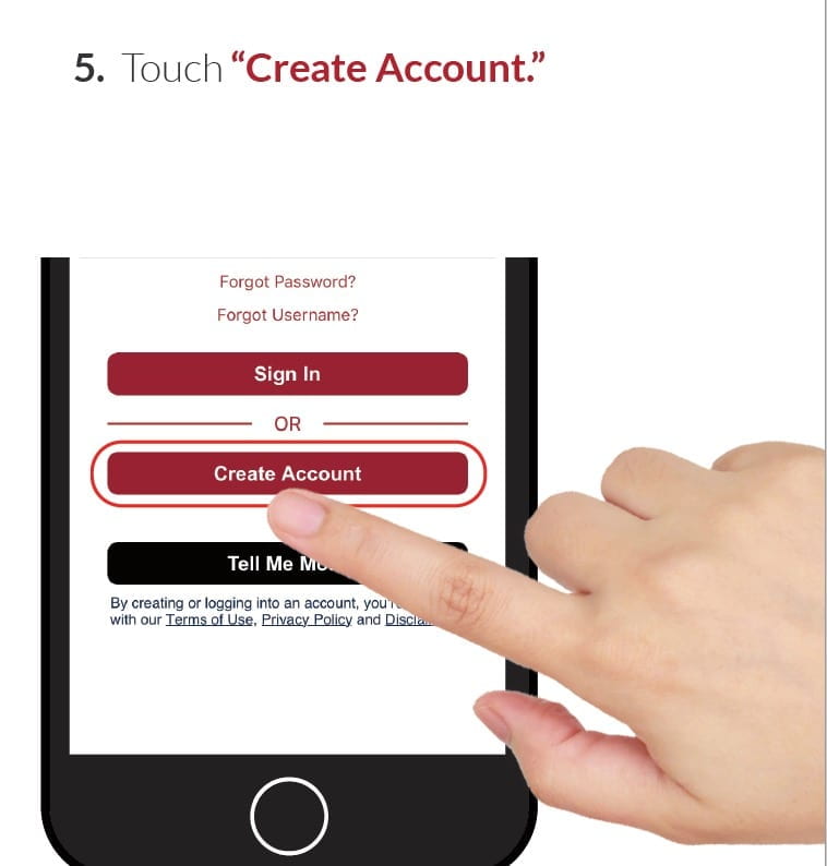 5. Touch “Create Account.”