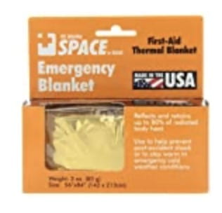 Space Brand Emergency Survival Blanket , Gold/Silver