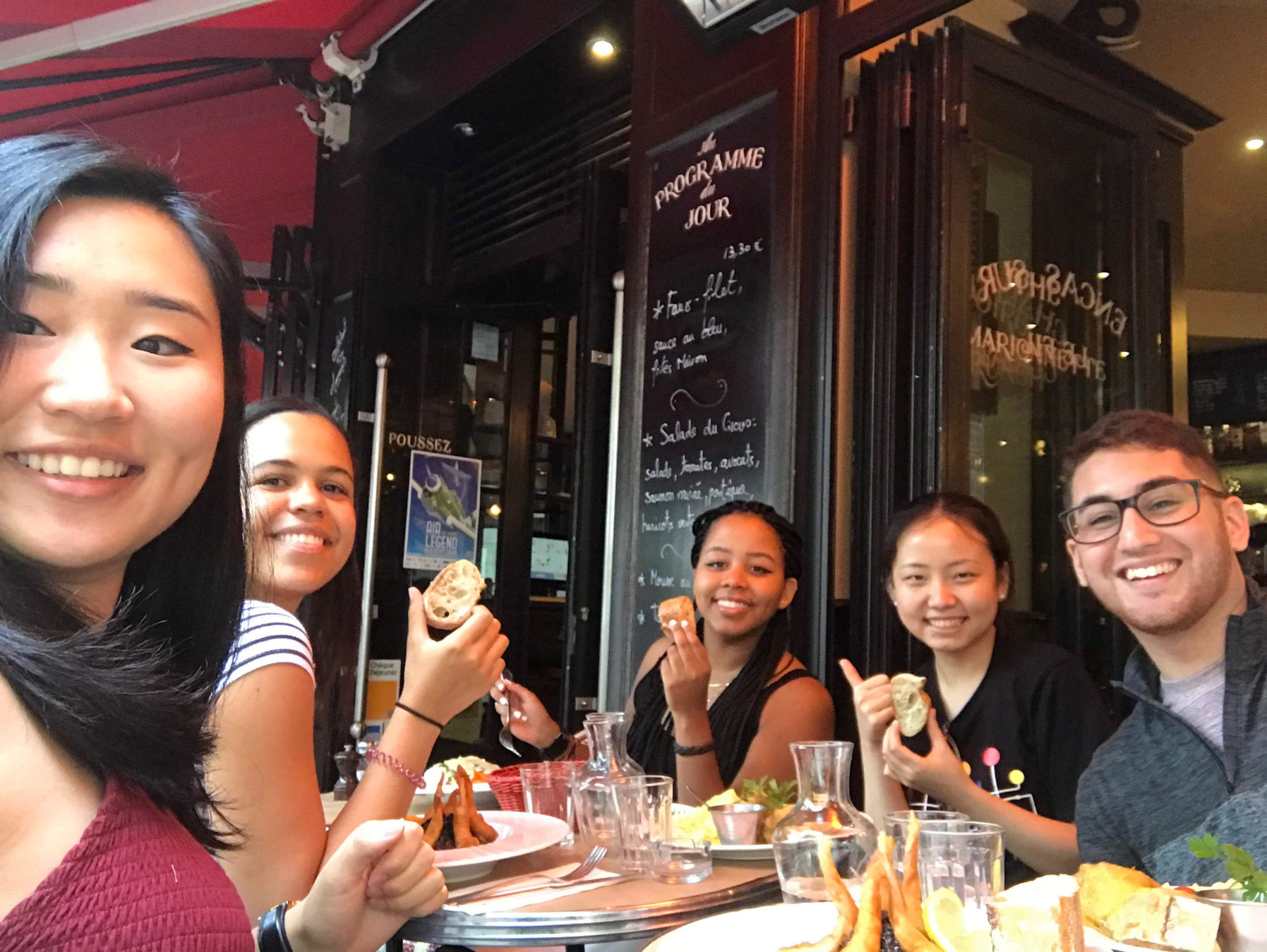 Students in Paris cafe