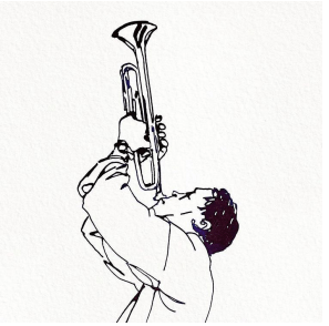 Drawing of person with trumpet