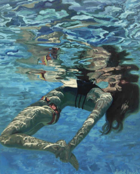 painting of swimmer