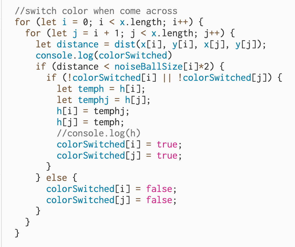 Failed code snippet for switching color